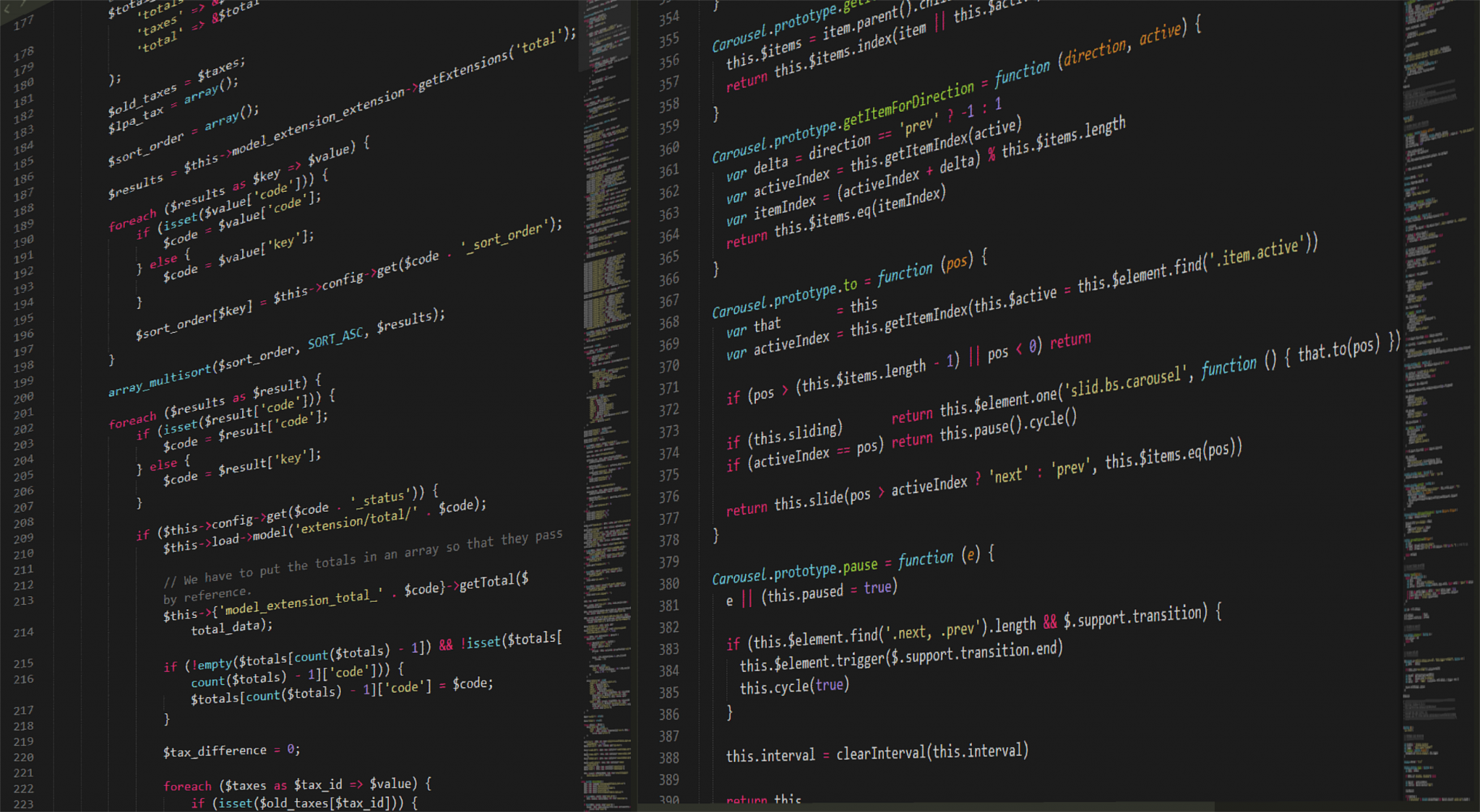 code in dark text editor