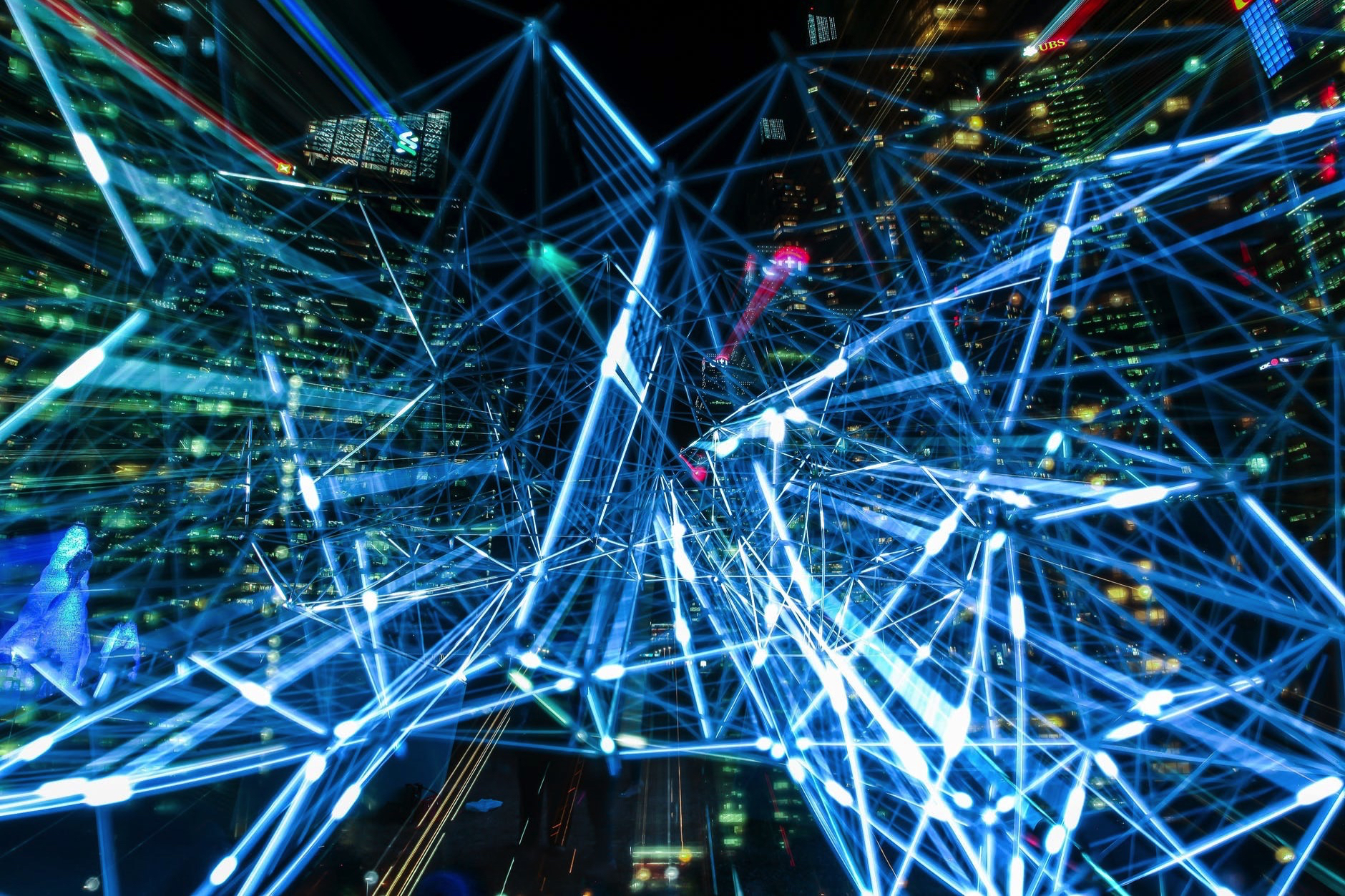 abstract image with blue glowing lines