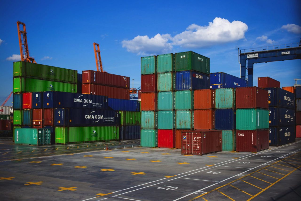 shipping containers in shipping yard