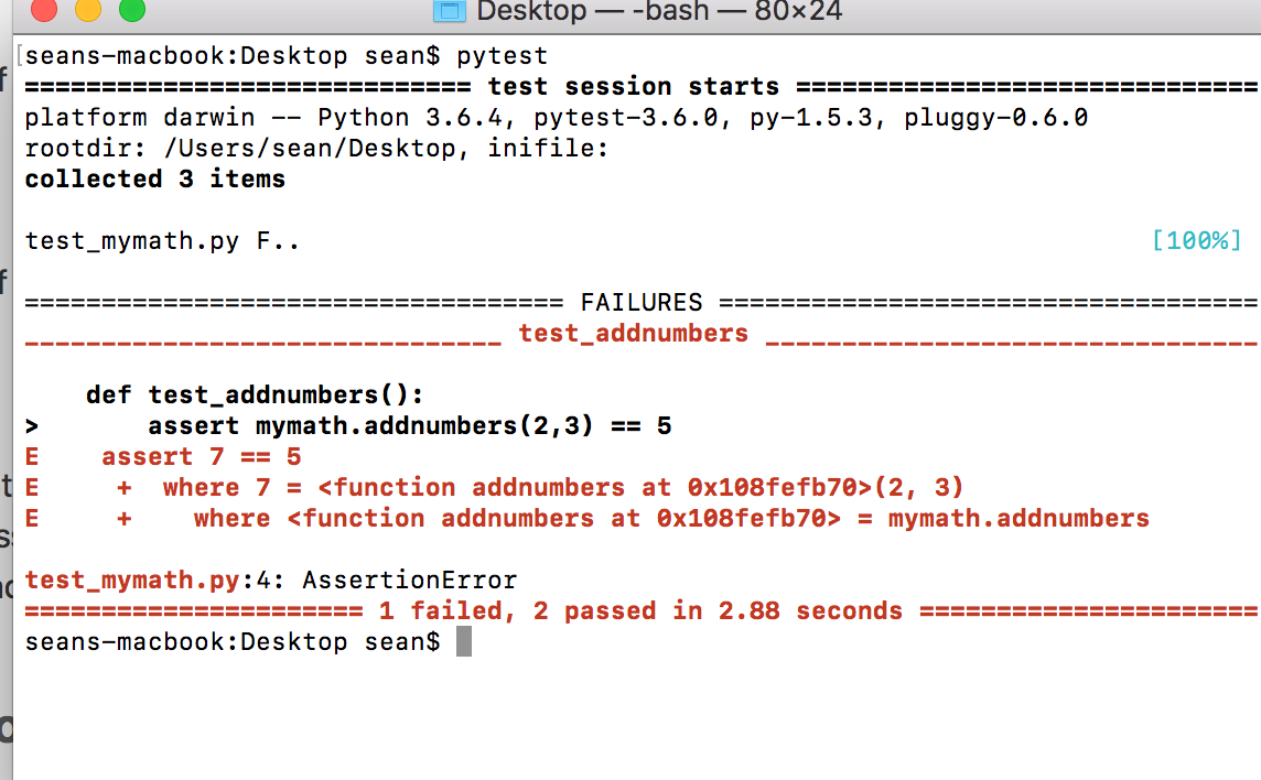 Pytest unit test failure